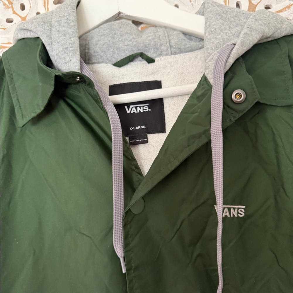 Vans Olive Green Hooded Windbreaker Jacket - Picture 3 of 4